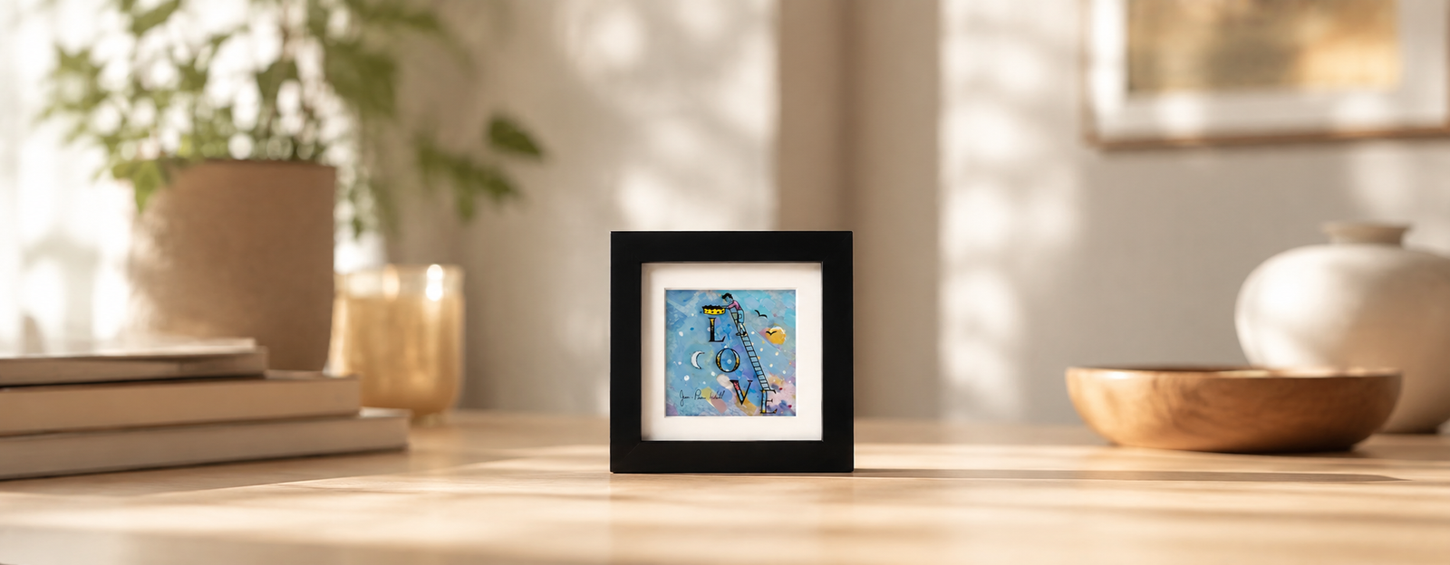 Love — 3D glass painting by Jean-Pierre Weill: figures climbing toward love as a choice