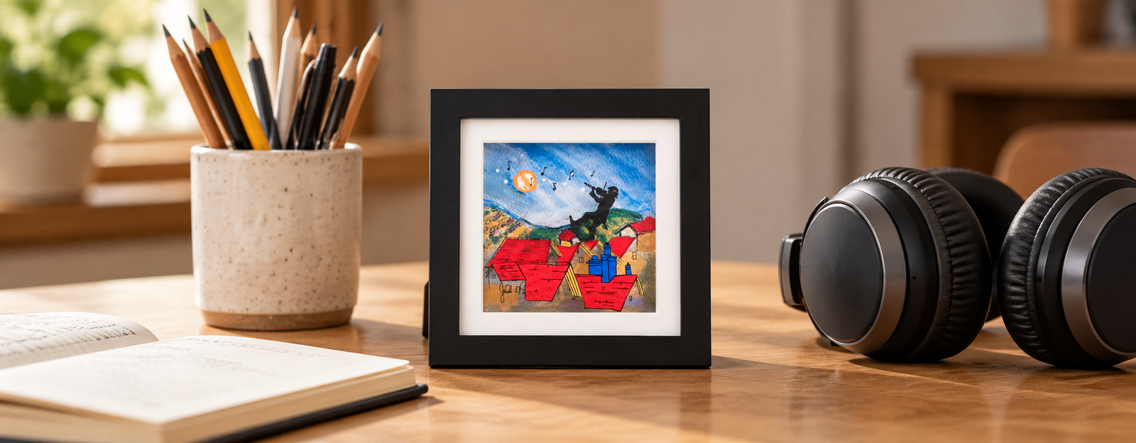 Fiddler — 3D glass painting by Jean-Pierre Weill